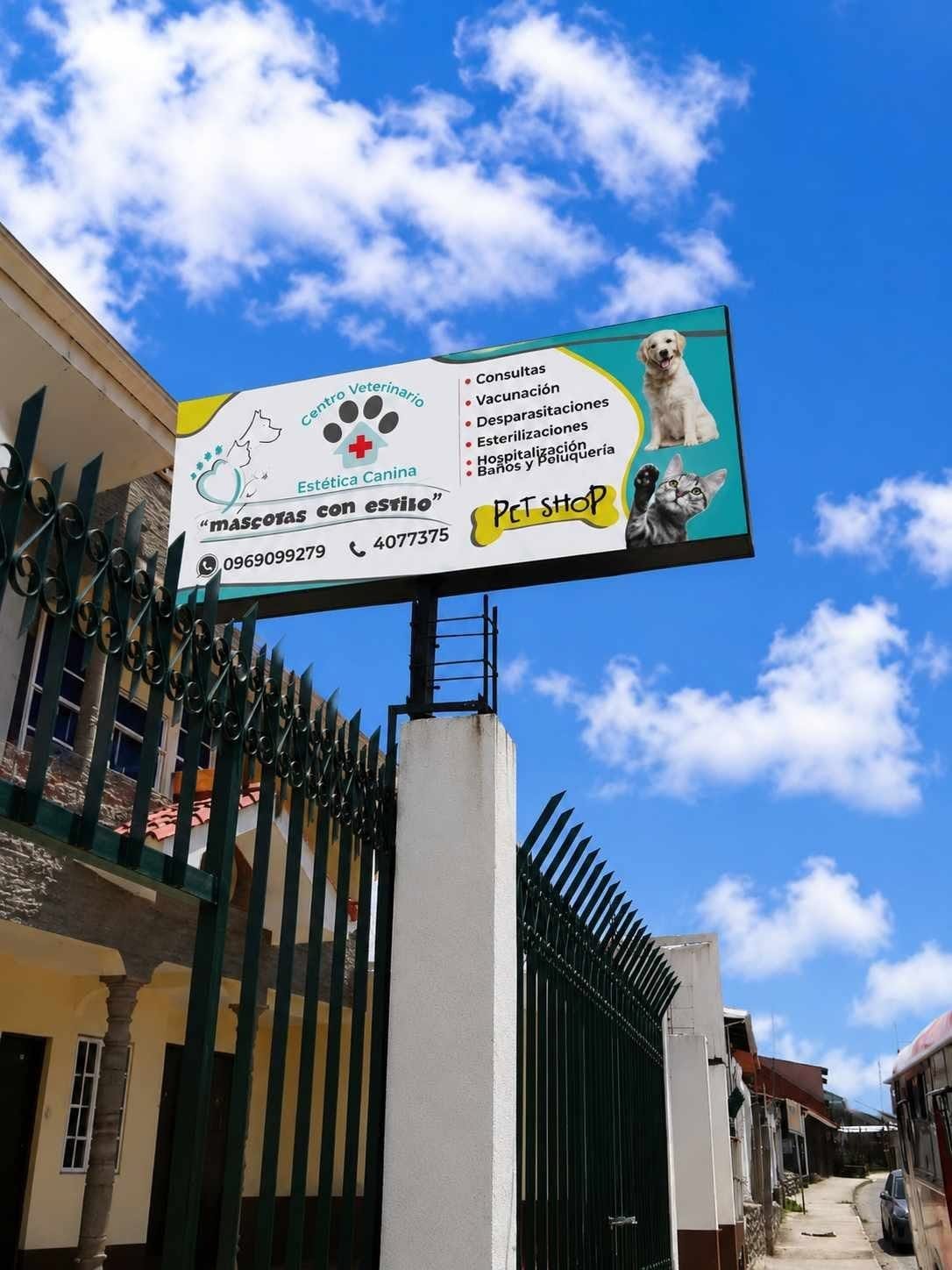 Letrero panaflex colorido para centro veterinario